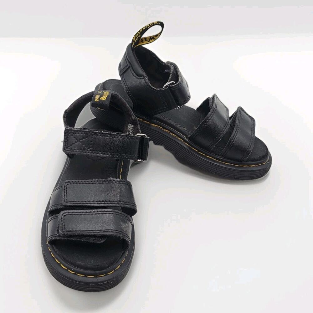 Dr Martens Junior Klaire Leather Strap Sandals Black Youth Size 1